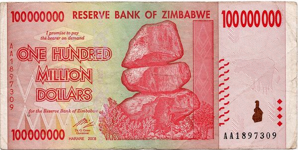 Hovedbilde Zimbabwe, 100 000 000 dollars 2008