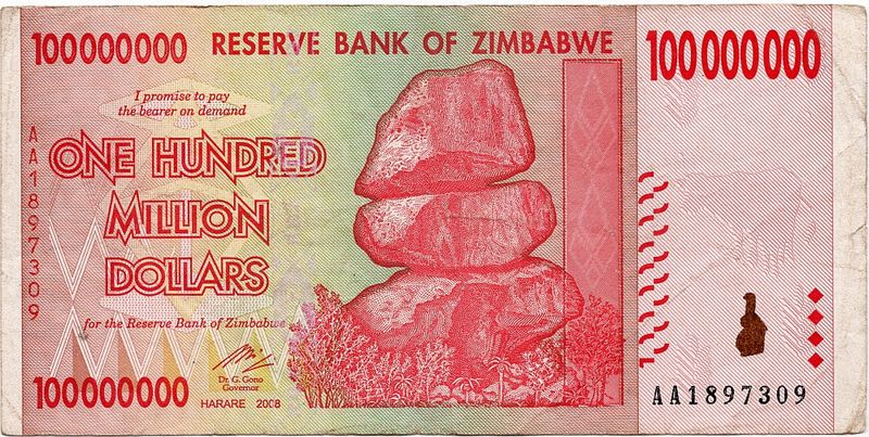 Zimbabwe, 100 000 000 dollars 2008