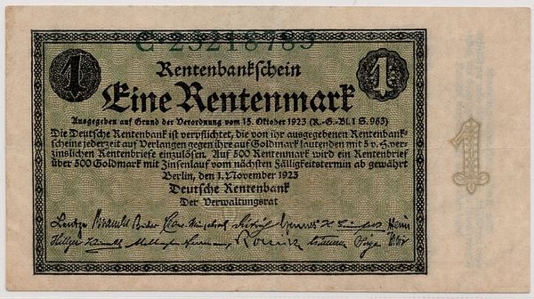 Hovedbilde Tyskland, 1 rentenmark 1923