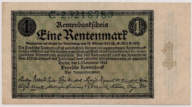 Hovedbilde Tyskland, 1 rentenmark 1923