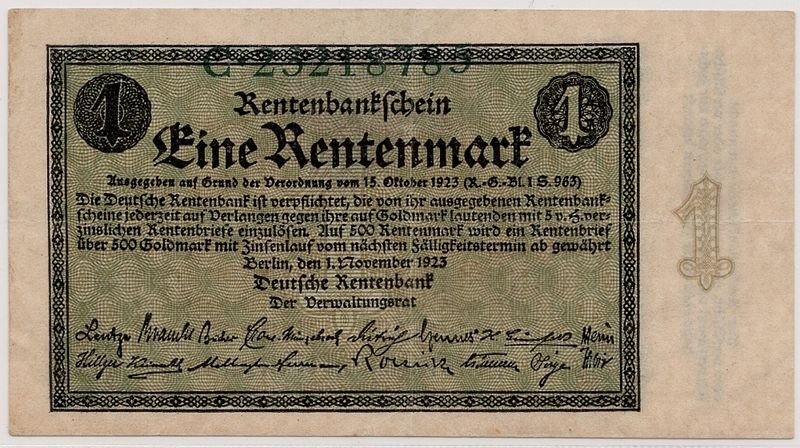 Tyskland, 1 rentenmark 1923