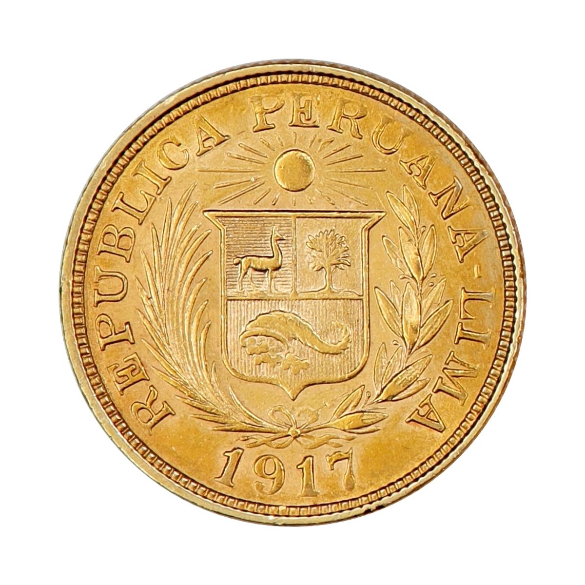 RESERVERT SPOT +5%, Peru, 1 libra 1917, 7,3 g rent gull