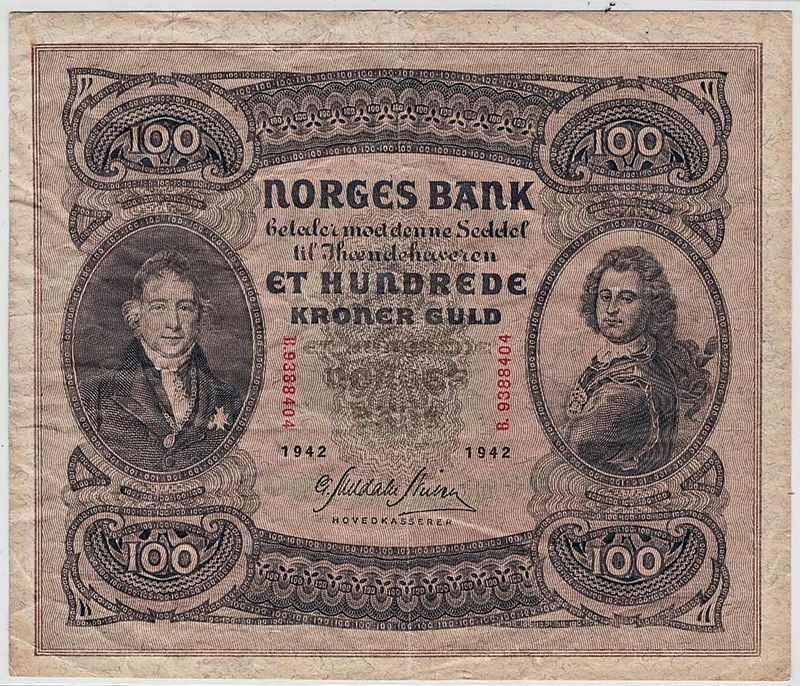 100 kroner 1942 B, kv. god 1