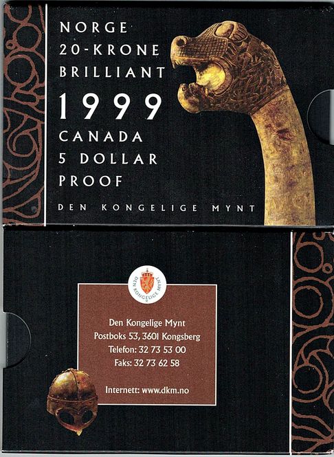 Hovedbilde Norge & Canada, 20 kr + 5 dollar 1999