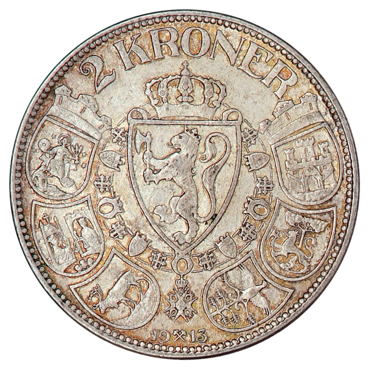 2 kroner 1913, kv. 1+