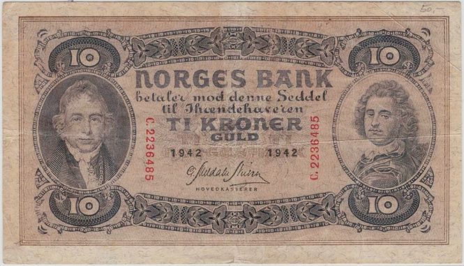Hovedbilde 10 kroner 1942 C, kv. god 1