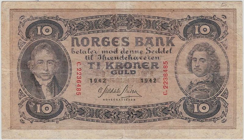 10 kroner 1942 C, kv. god 1