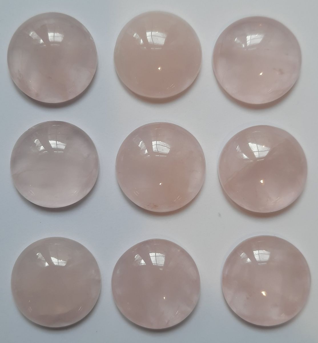 Cabochon, rosenkvarts, 15 mm
