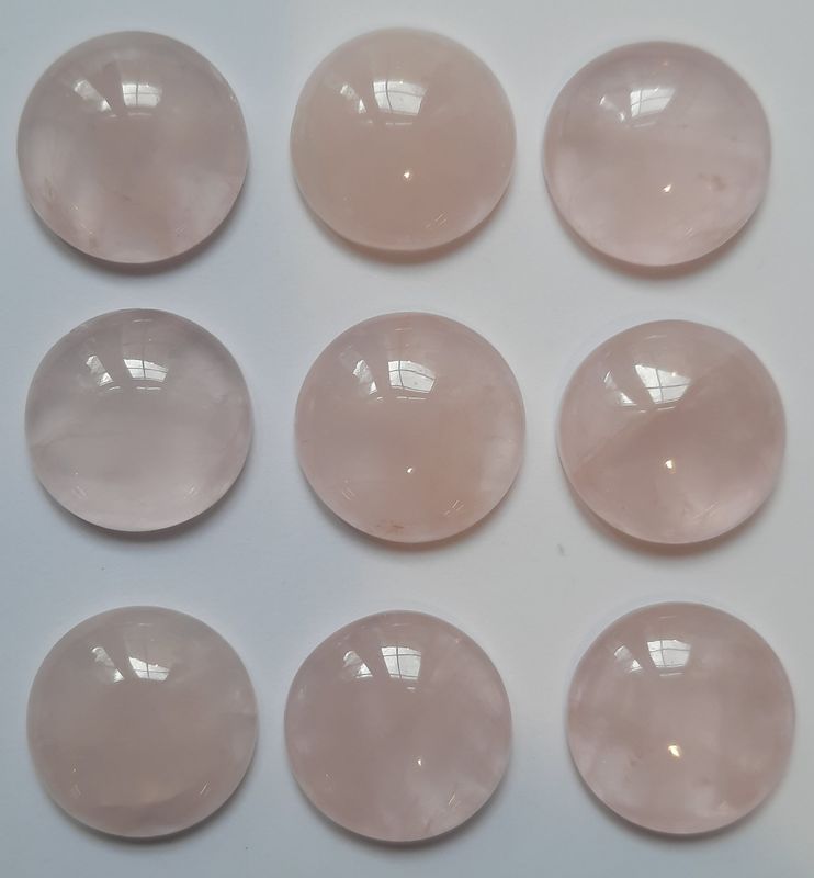 Cabochon, rosenkvarts, 15 mm