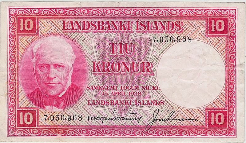 Island, 10 kr 1928, P33a, sign 8