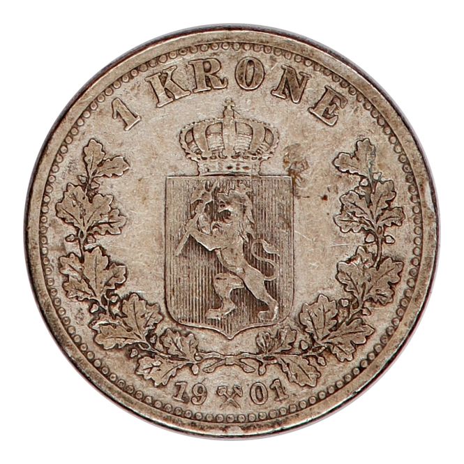 Hovedbilde Oscar II, 1 krone 1901. kv. 1