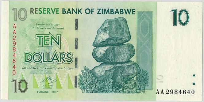 Hovedbilde Zimbabwe, 10 dollars 2007