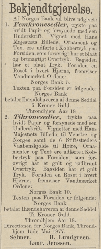 SOLGT! 5 kroner 1877, fargefrisk, nydelig kvalitet, god 1+