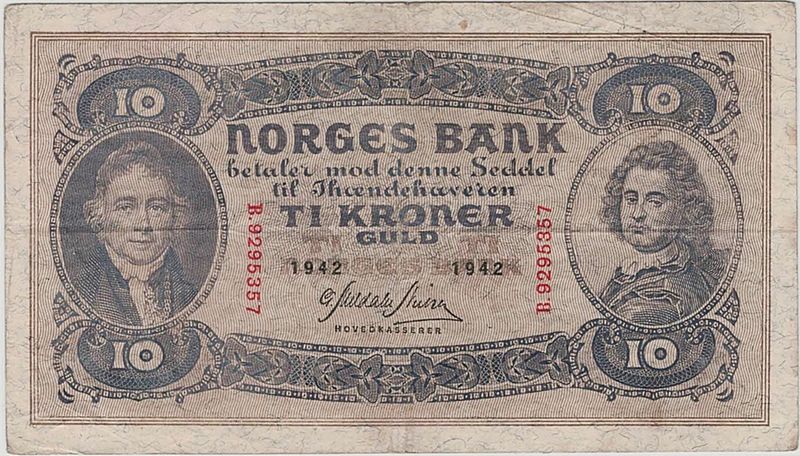 10 kroner 1942 B, kv. 1/1-