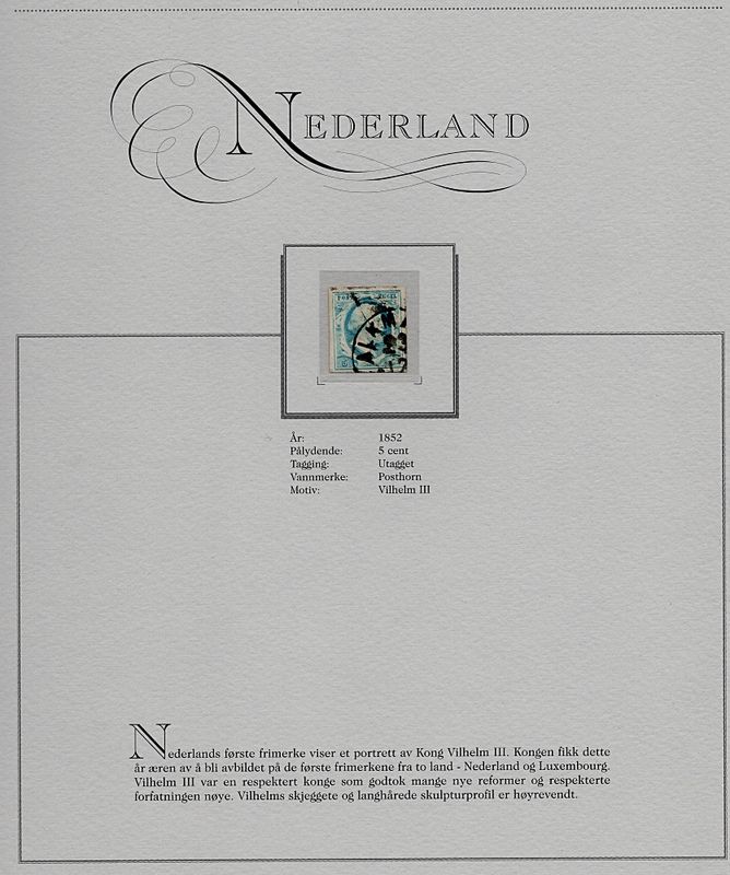 Nederland, 5 cent 1852, stemplet