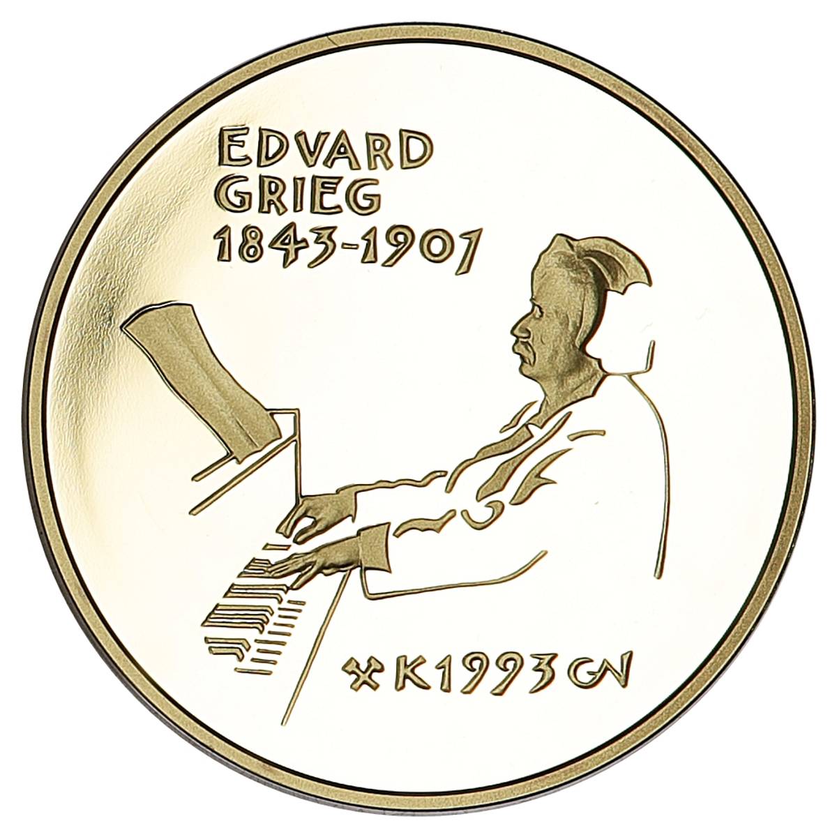 SPOT +5%: Edvard Grieg, 1500 kroner 1993, 15,55 g rent gull
