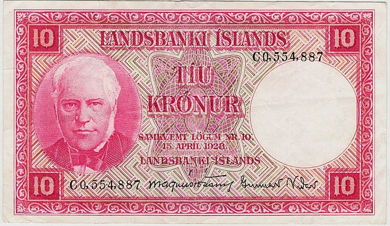 Island, 10 kr 1928, P33b, sign 10