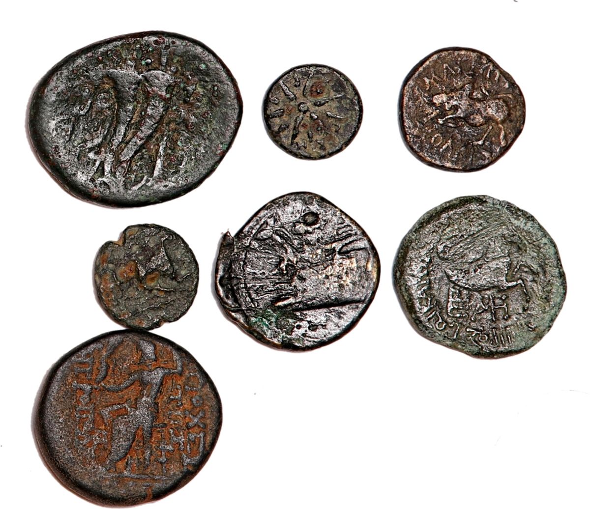 Samling 7 greske bronsemynter