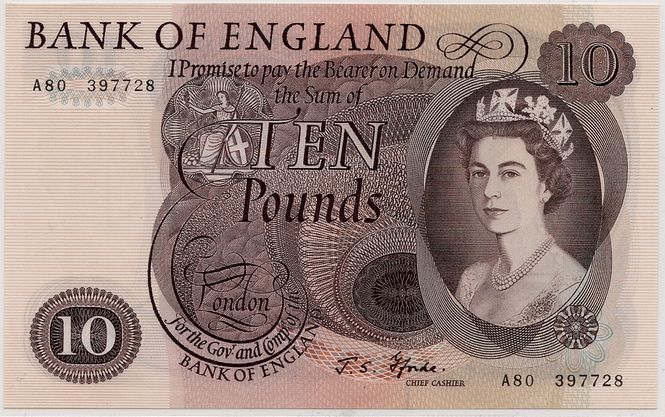 Hovedbilde Storbritannia, 10 pounds 1966-1970