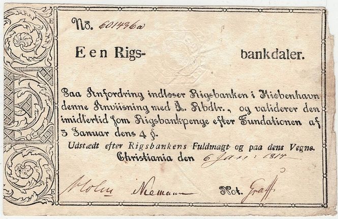 Hovedbilde 1 rigsbankdaler 1814, kv. 1/1+