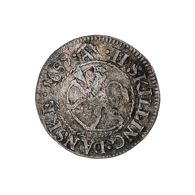 Hovedbilde Christian V, 2 skillling 1689, kv. 1/1+