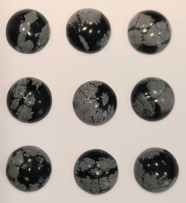 Hovedbilde Cabochon, snøfnuggobsidian, 10 mm