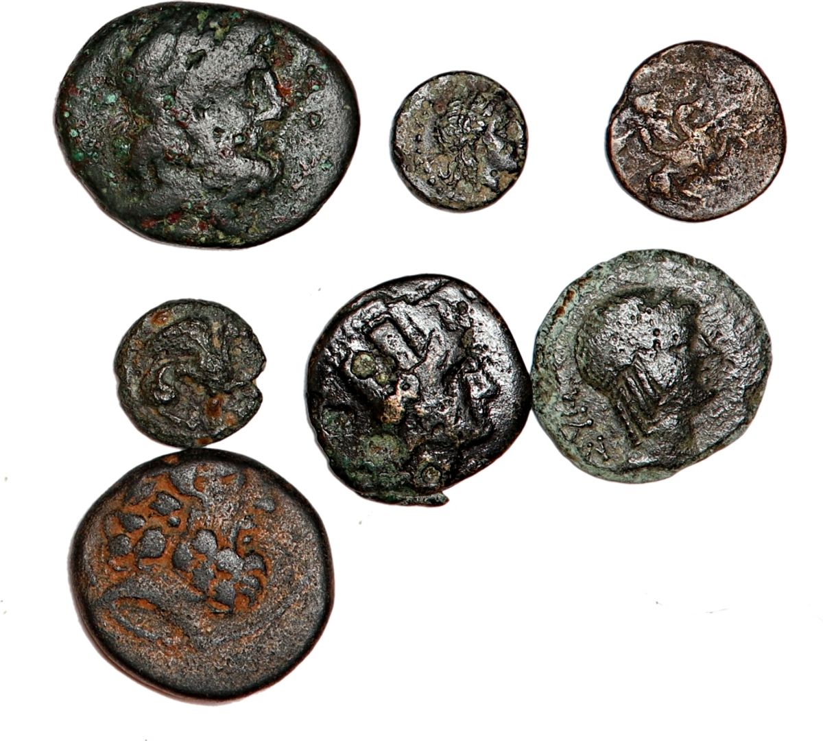 Samling 7 greske bronsemynter