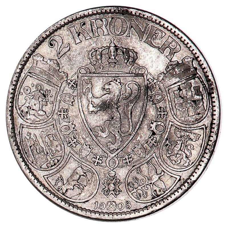 2 kroner 1908, kv. 1+