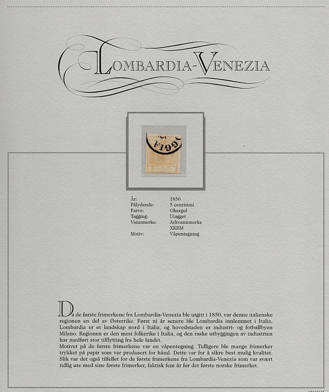 Lombardia-Venezia, 5 centisimi 1850, stemplet