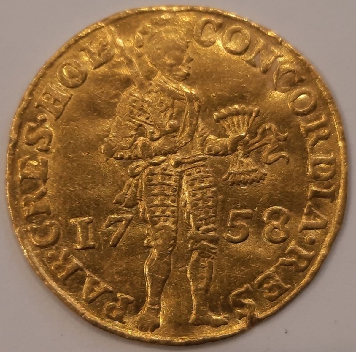 Holland 1 dukat 1758, 3,44 gram