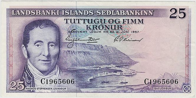 Hovedbilde Island, 25 kr 1957, P39a