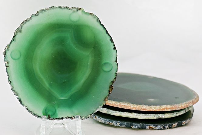Hovedbilde Bordbrikker (coaster), agat, innfarget grønn, 4x