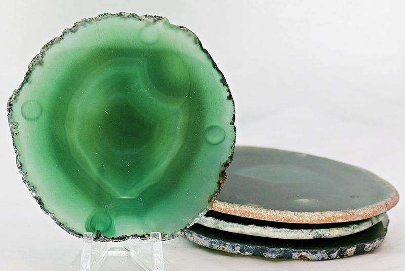 Bordbrikker (coaster), agat, innfarget grønn, 4x