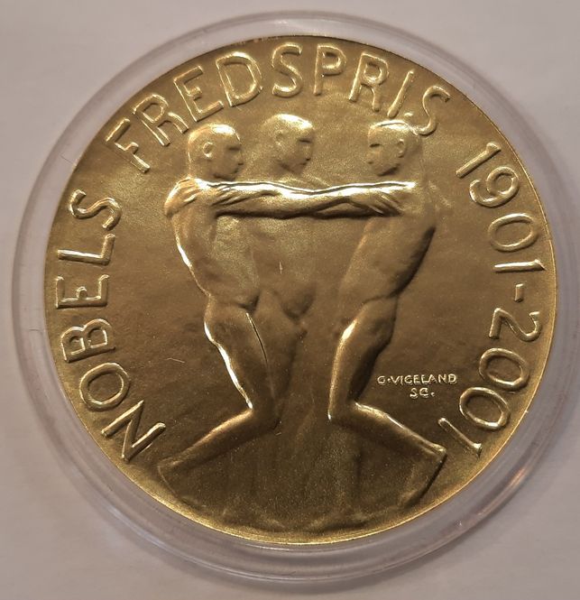 Hovedbilde Norge, 1500 kroner 2001, Nobels fredspris, 15,55 gram rent gull