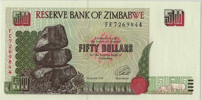 Hovedbilde Zimbabwe, 50 dollars 1994