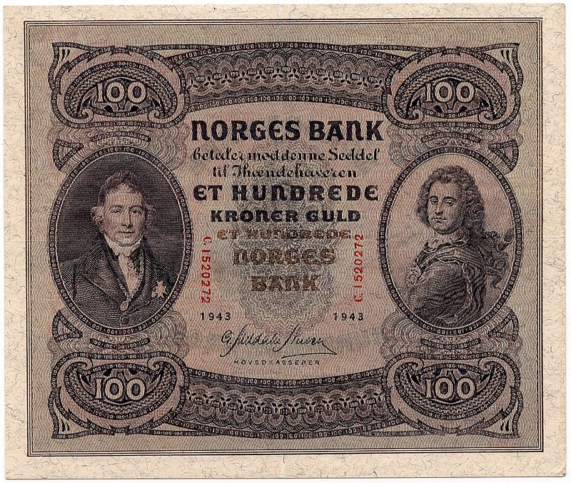 100 kroner 1943, kv. 1/1+
